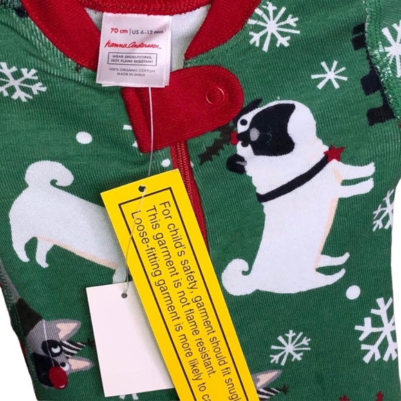 Hanna Anderson Baby Holiday Dog Print One-Piece Zip Sleeper US 6-12 Mos … - Picture 7 of 15